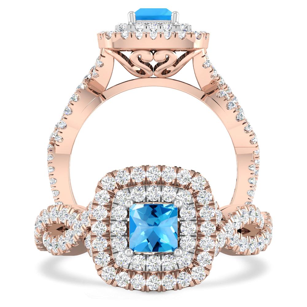 Rose Gold - Blue Topaz