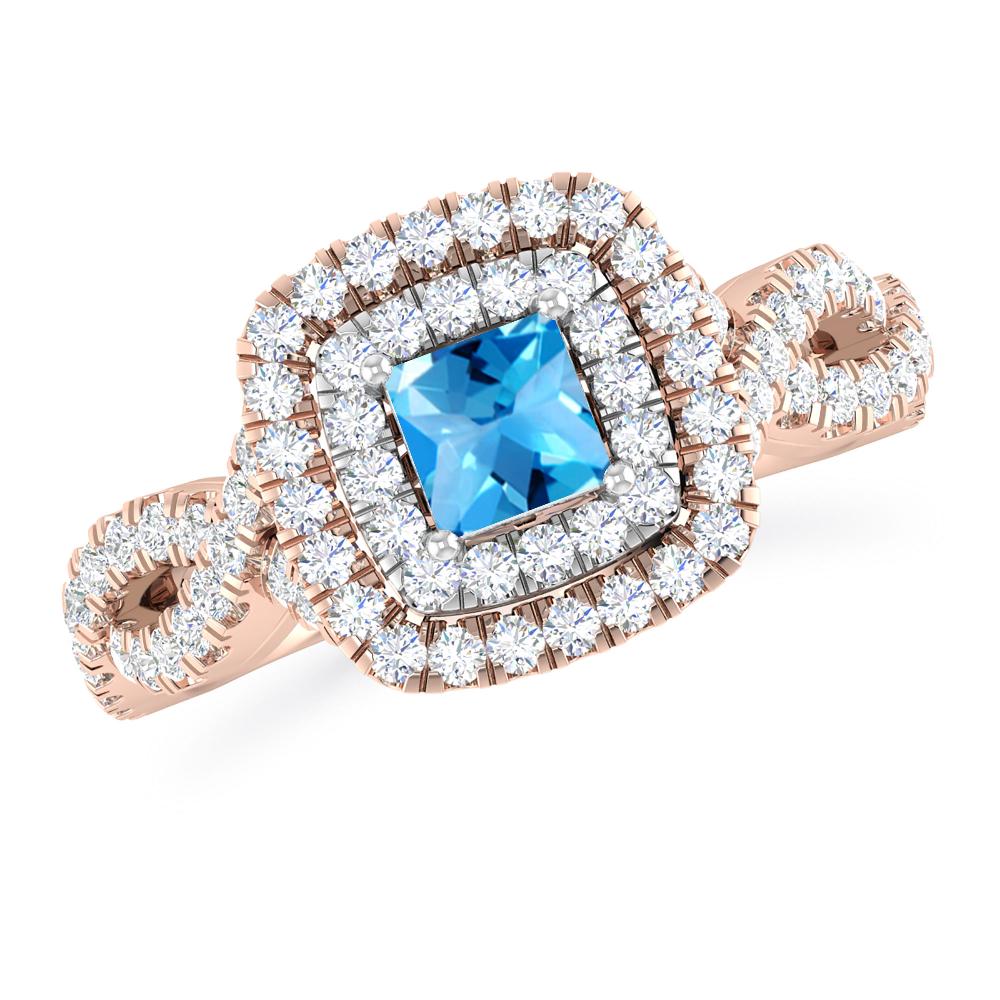 Rose Gold - Blue Topaz