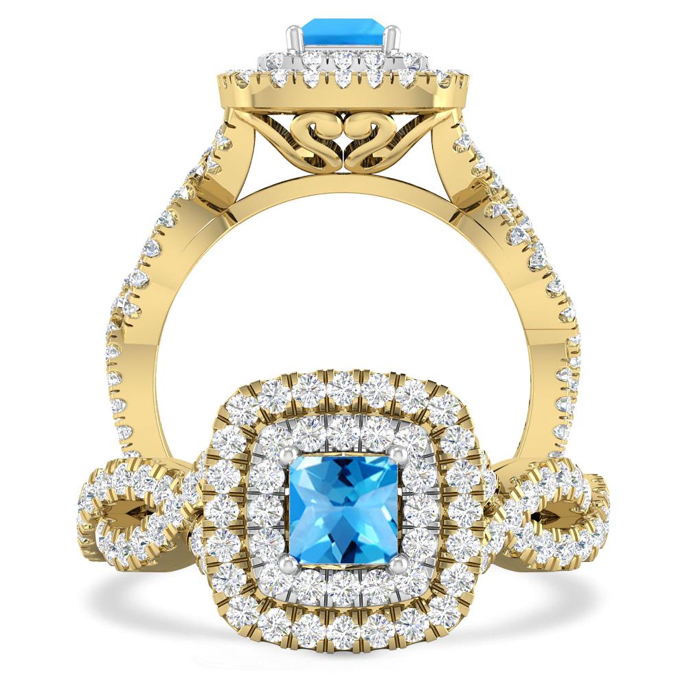 Yellow Gold - Blue Topaz