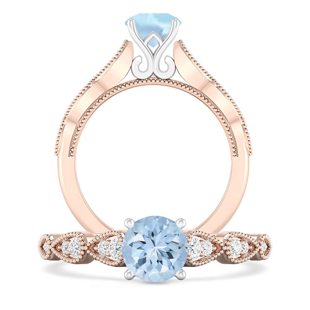 Rose Gold - Aquamarine