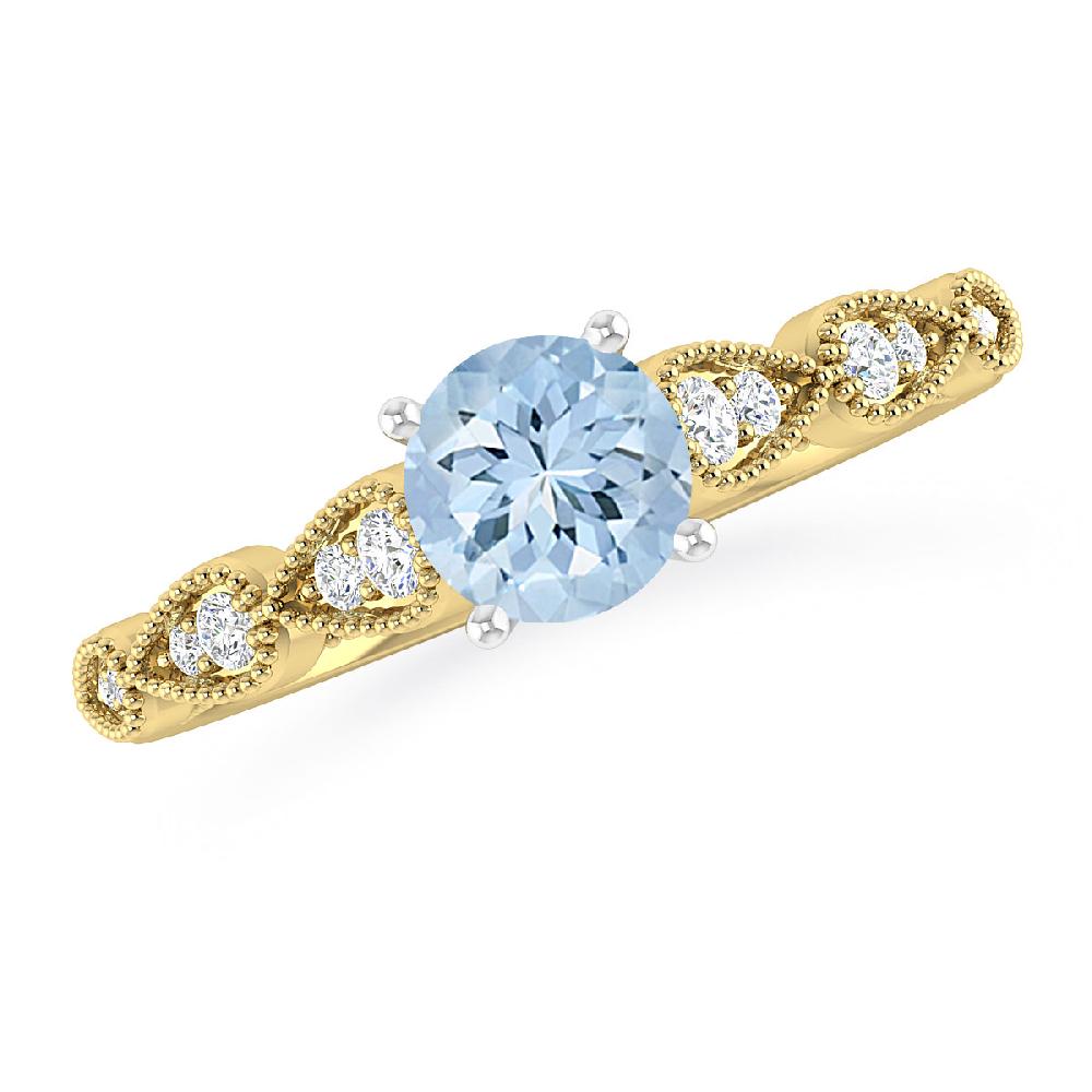 Yellow Gold - Aquamarine