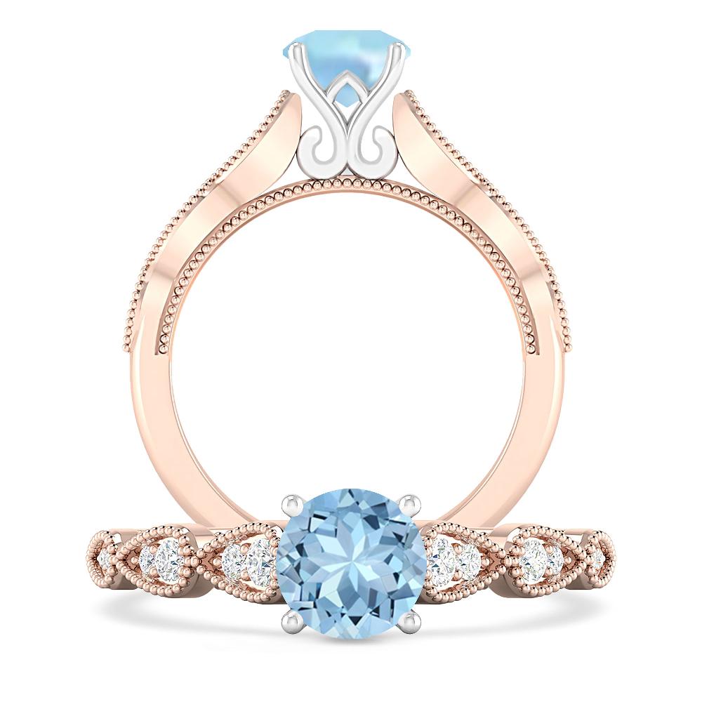 Rose Gold - Aquamarine