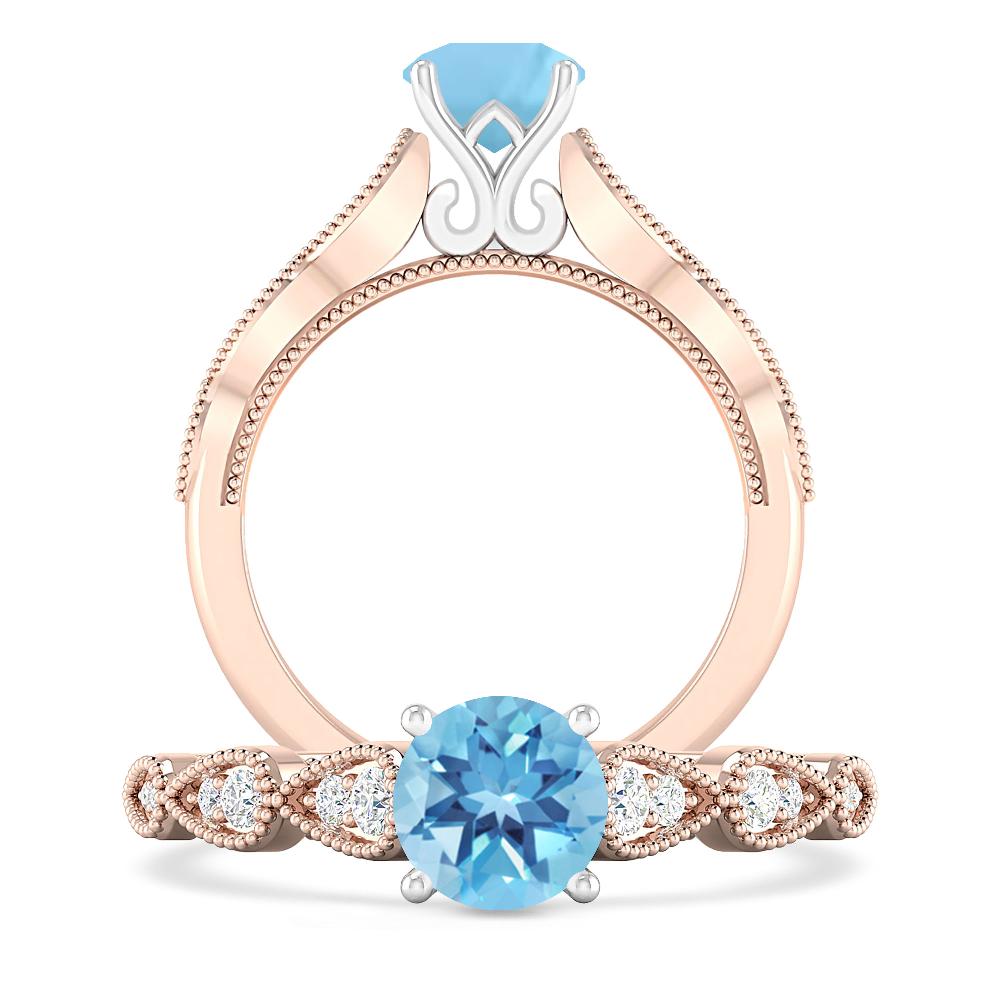 Rose Gold - Blue Topaz