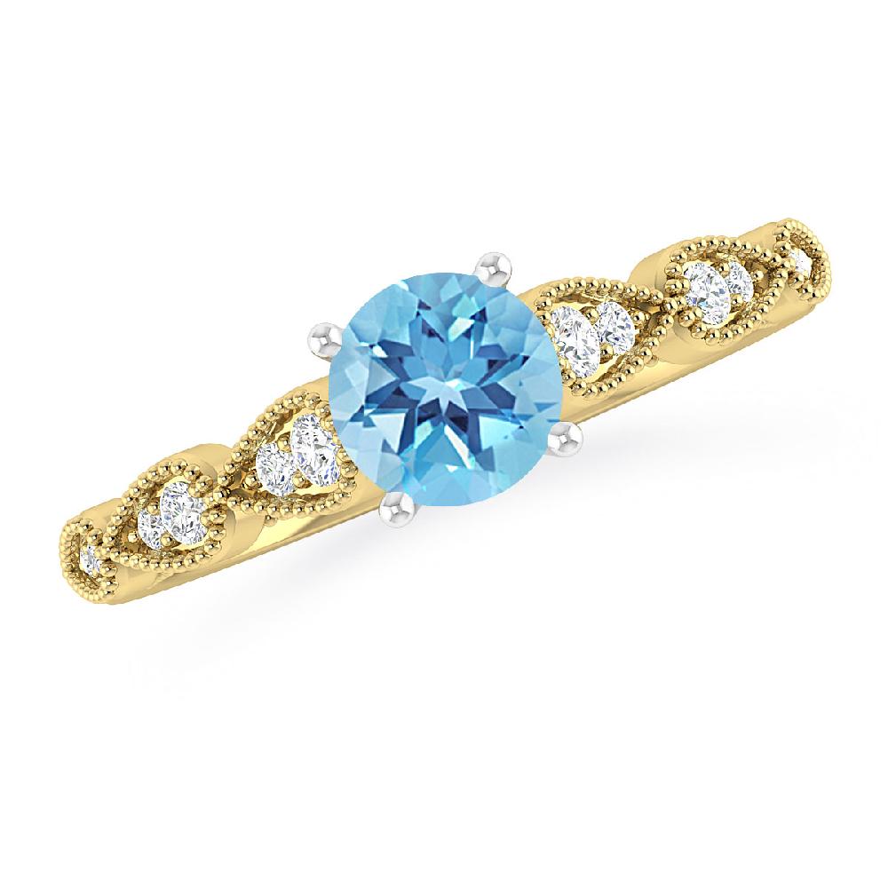 Yellow Gold - Blue Topaz