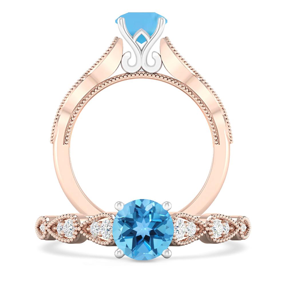 Rose Gold - Blue Topaz