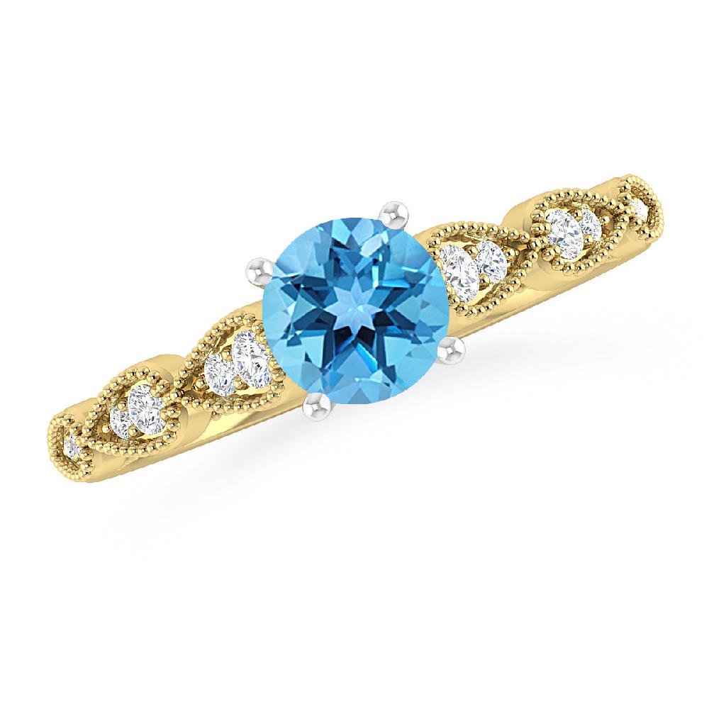 Yellow Gold - Blue Topaz