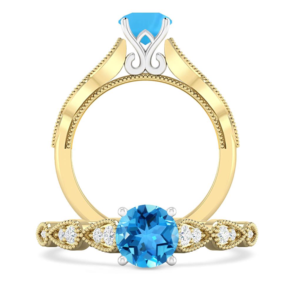 Yellow Gold - Blue Topaz