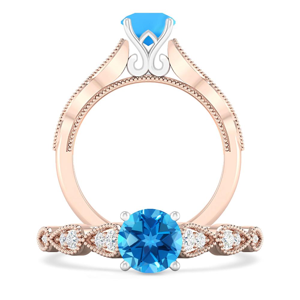 Rose Gold - Blue Topaz