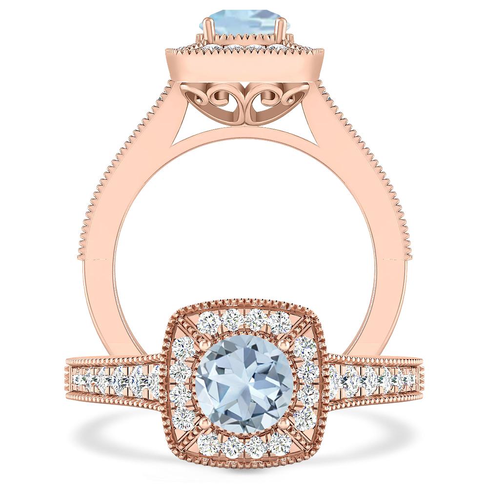 Rose Gold - Aquamarine