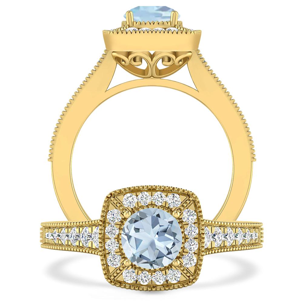 Yellow Gold - Aquamarine