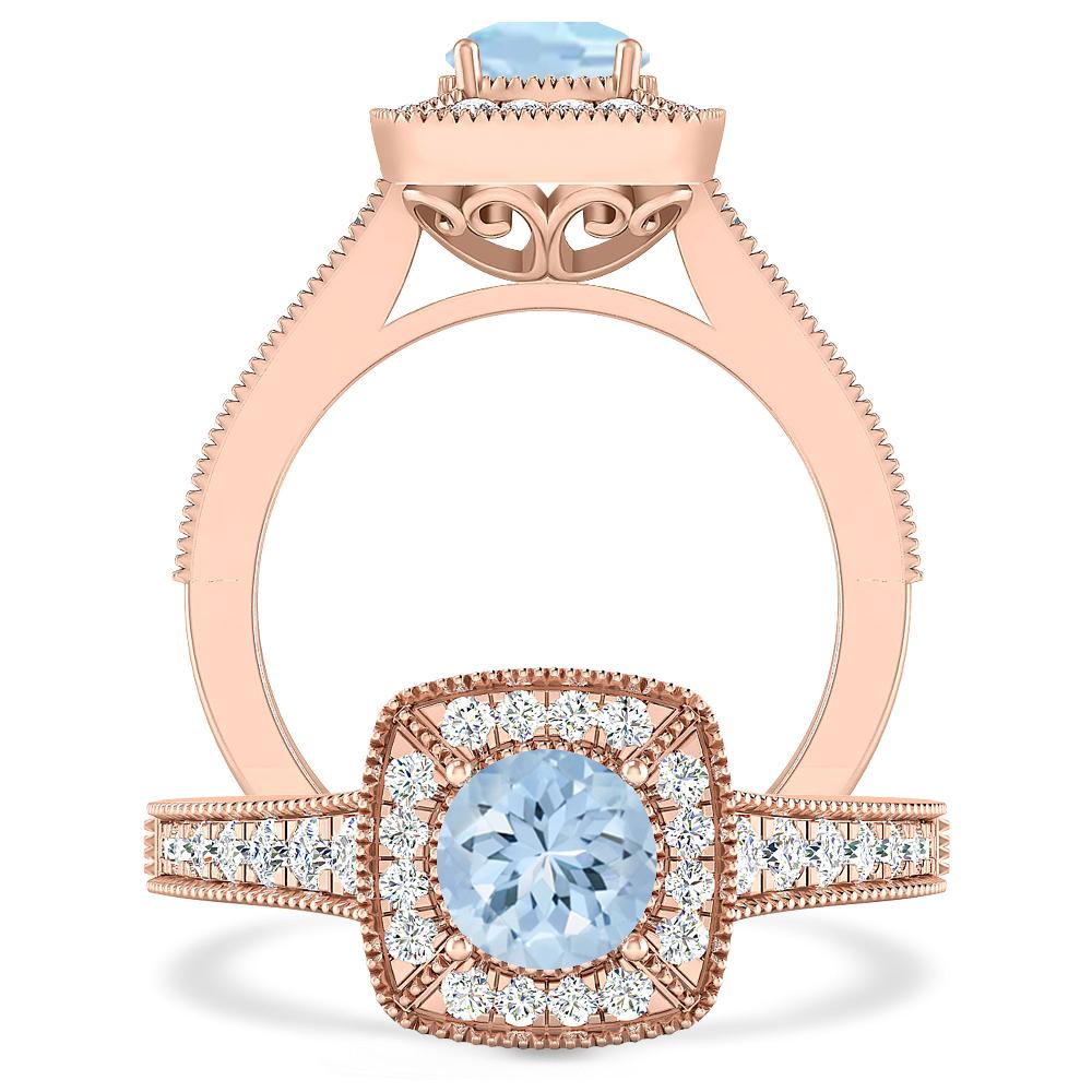 Rose Gold - Aquamarine