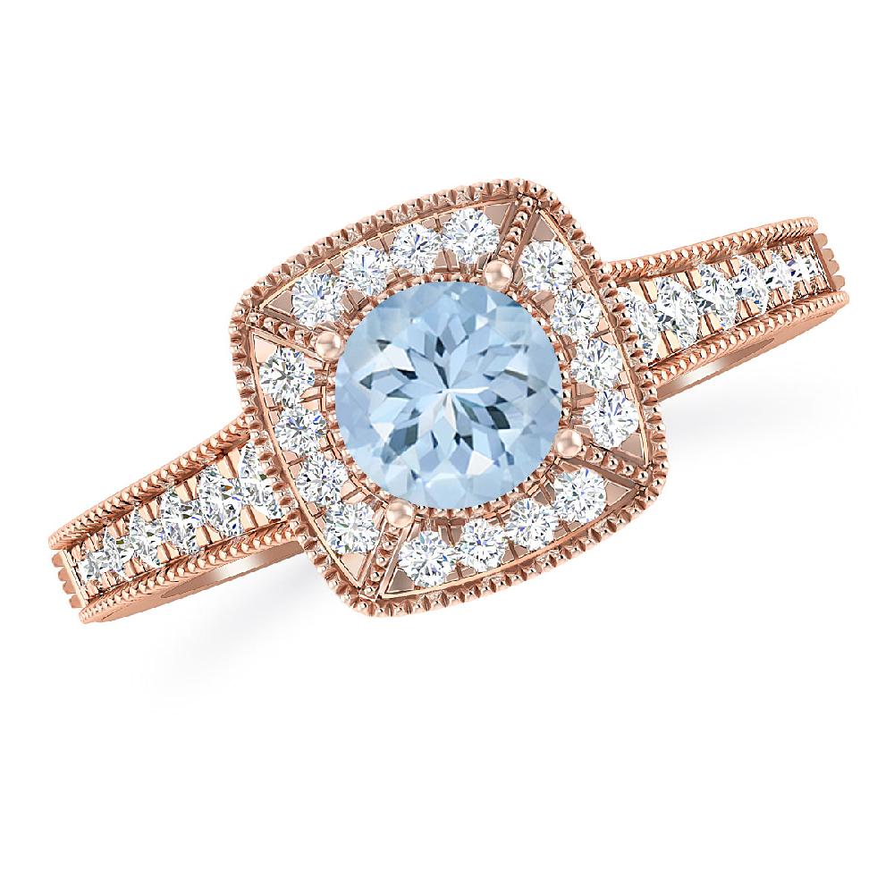 Rose Gold - Aquamarine