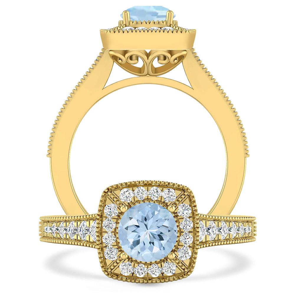 Yellow Gold - Aquamarine