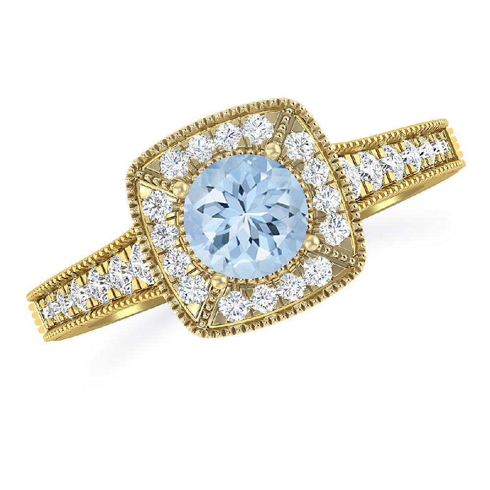 Yellow Gold - Aquamarine