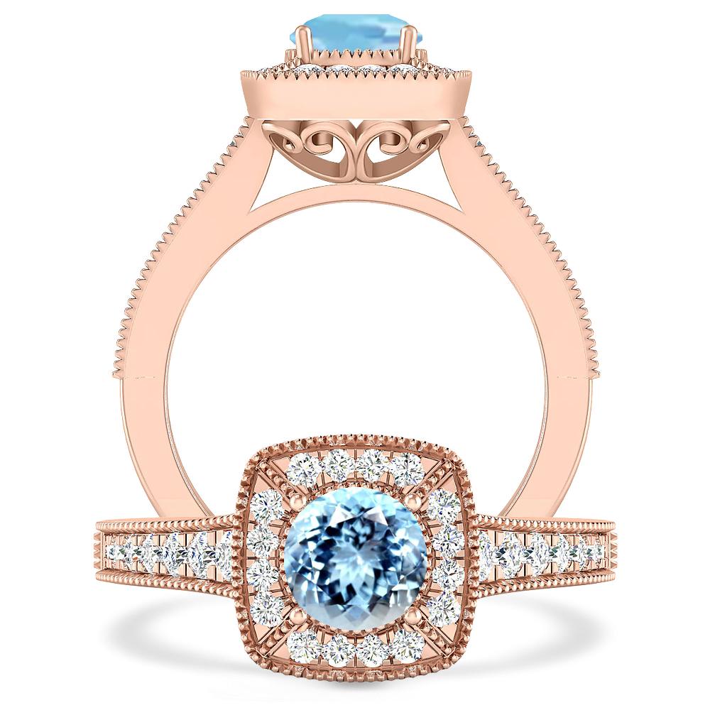 Rose Gold - Aquamarine