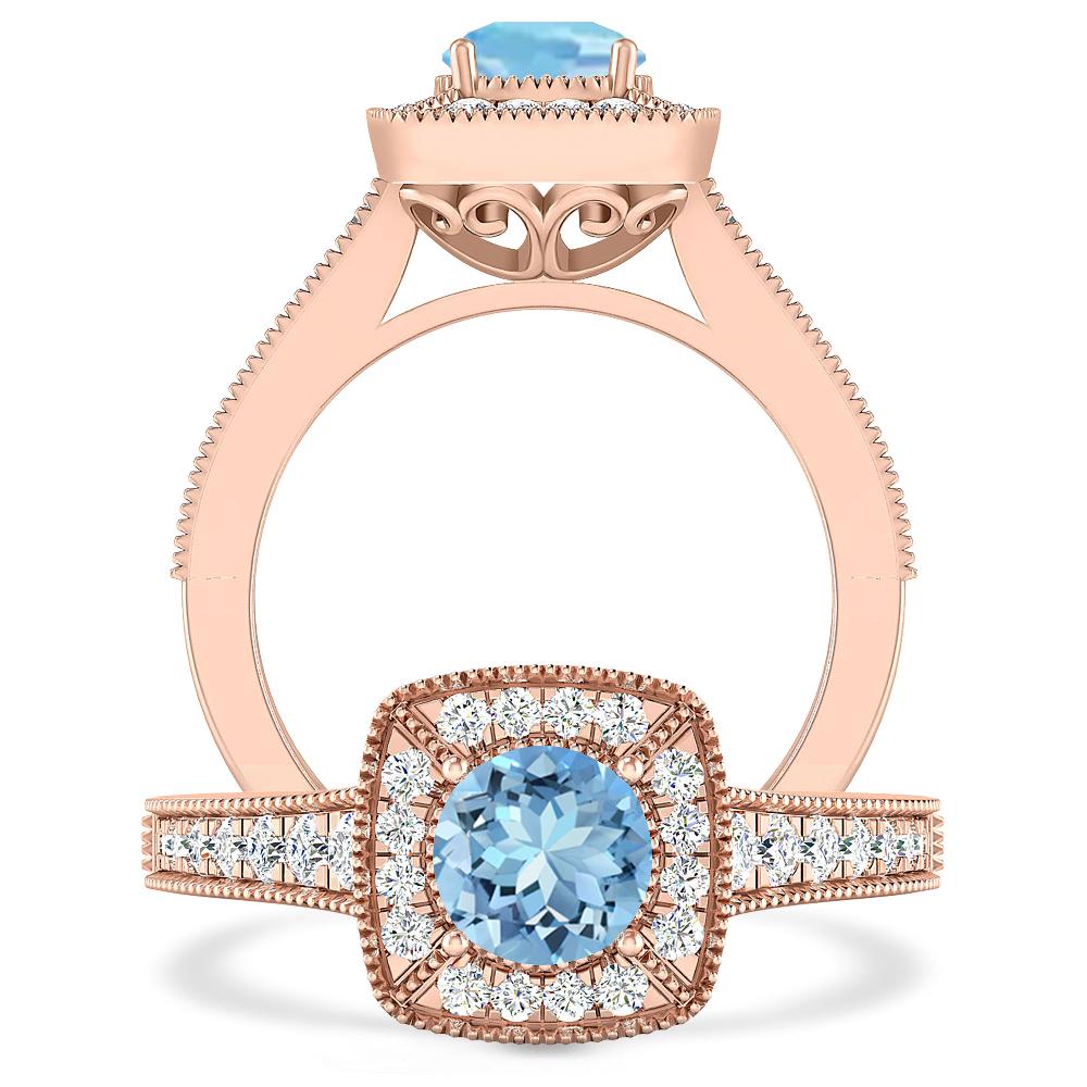 Rose Gold - Aquamarine