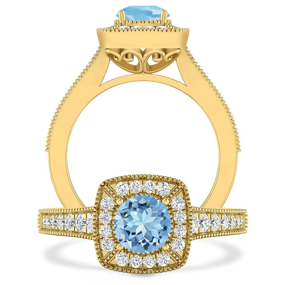 Yellow Gold - Aquamarine