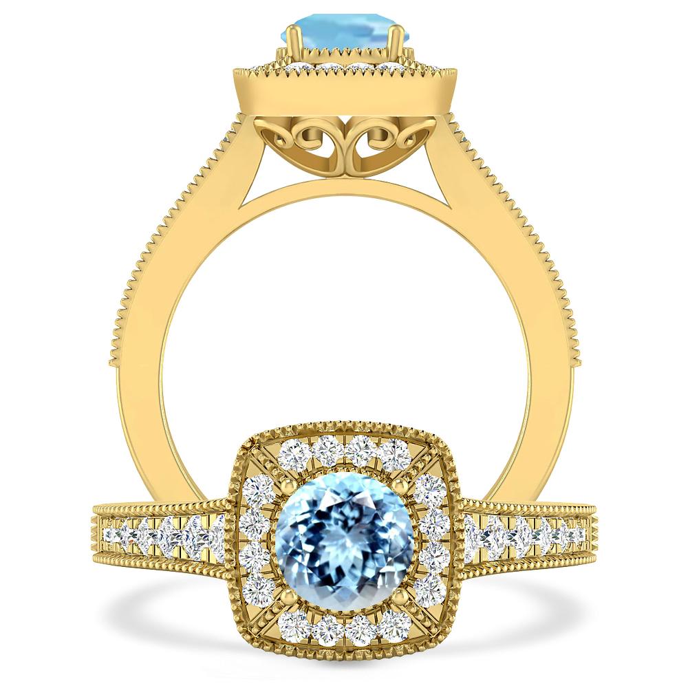 Yellow Gold - Aquamarine