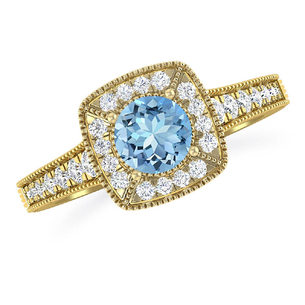 Yellow Gold - Aquamarine