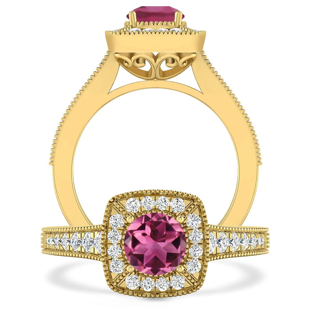 Yellow Gold - Pink Tourmaline