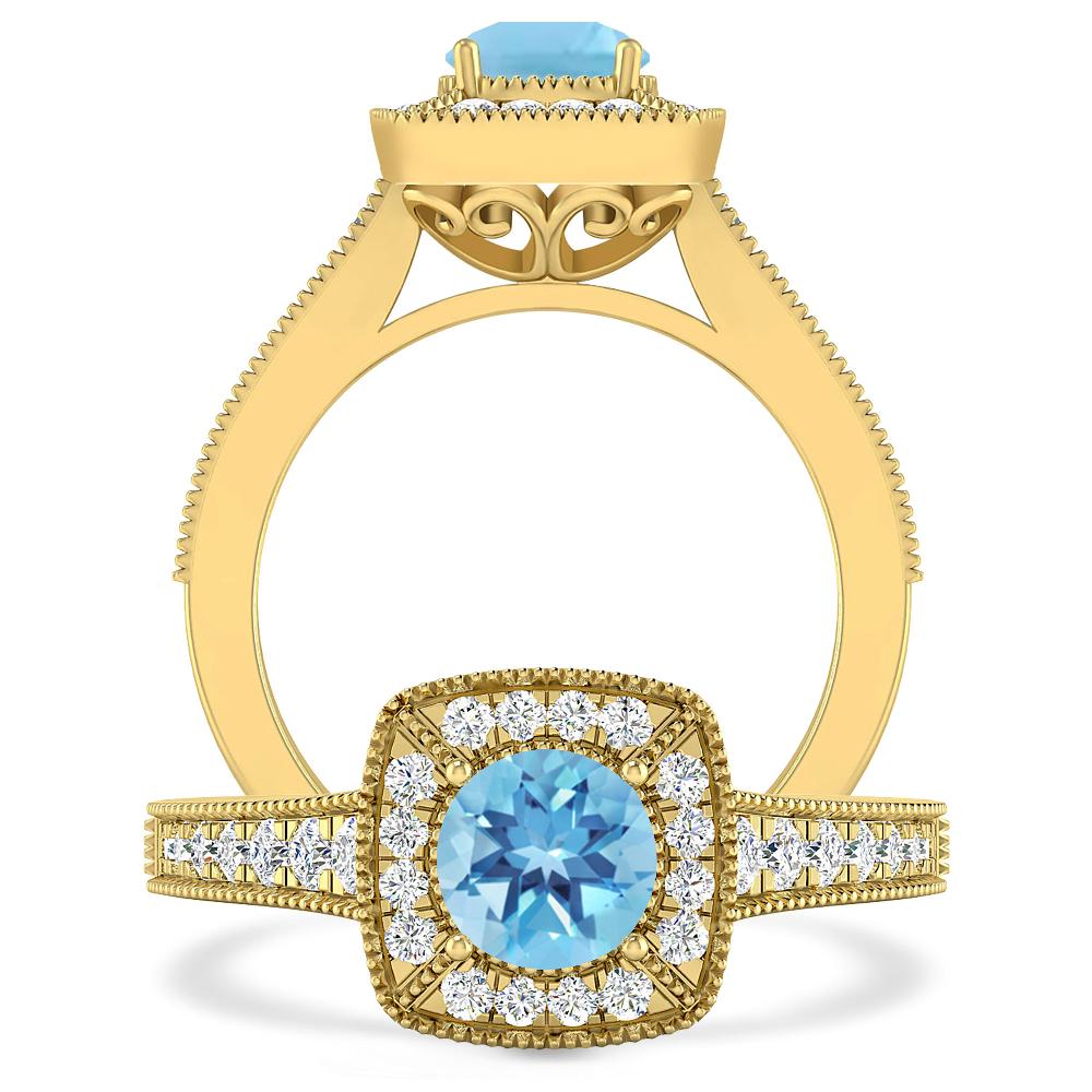 Yellow Gold - Blue Topaz