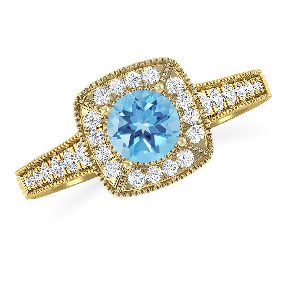 Yellow Gold - Blue Topaz