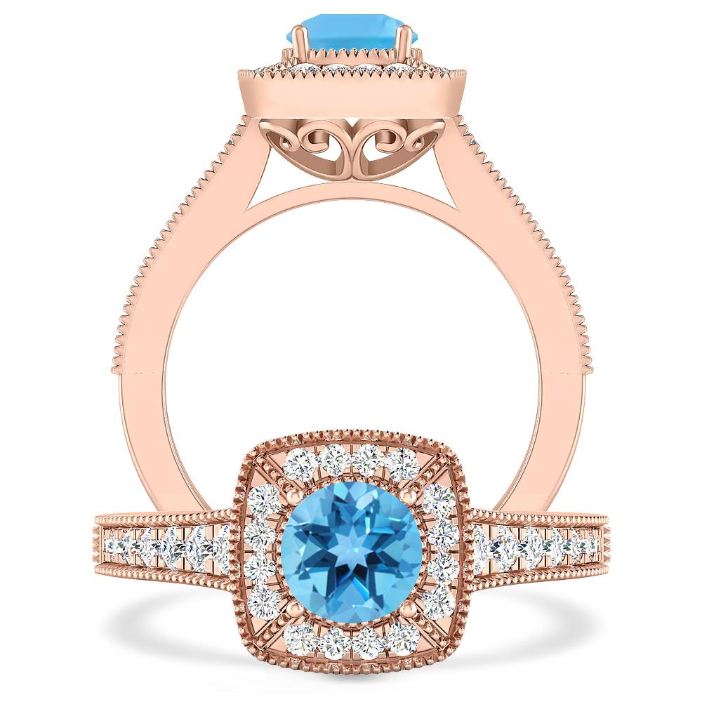 Rose Gold - Blue Topaz