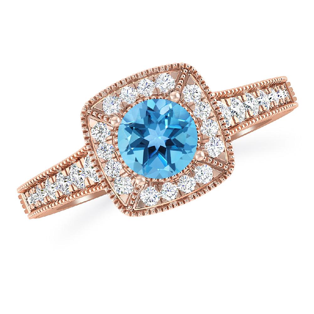 Rose Gold - Blue Topaz