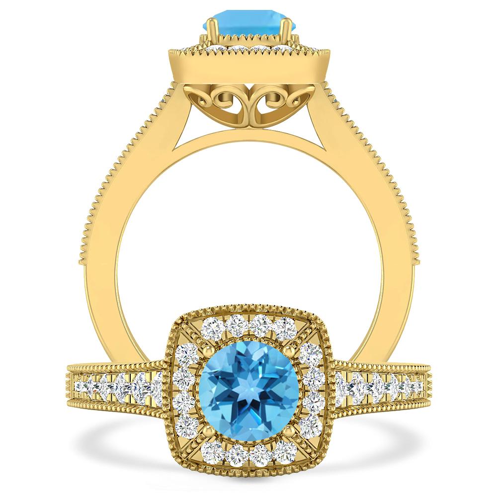 Yellow Gold - Blue Topaz