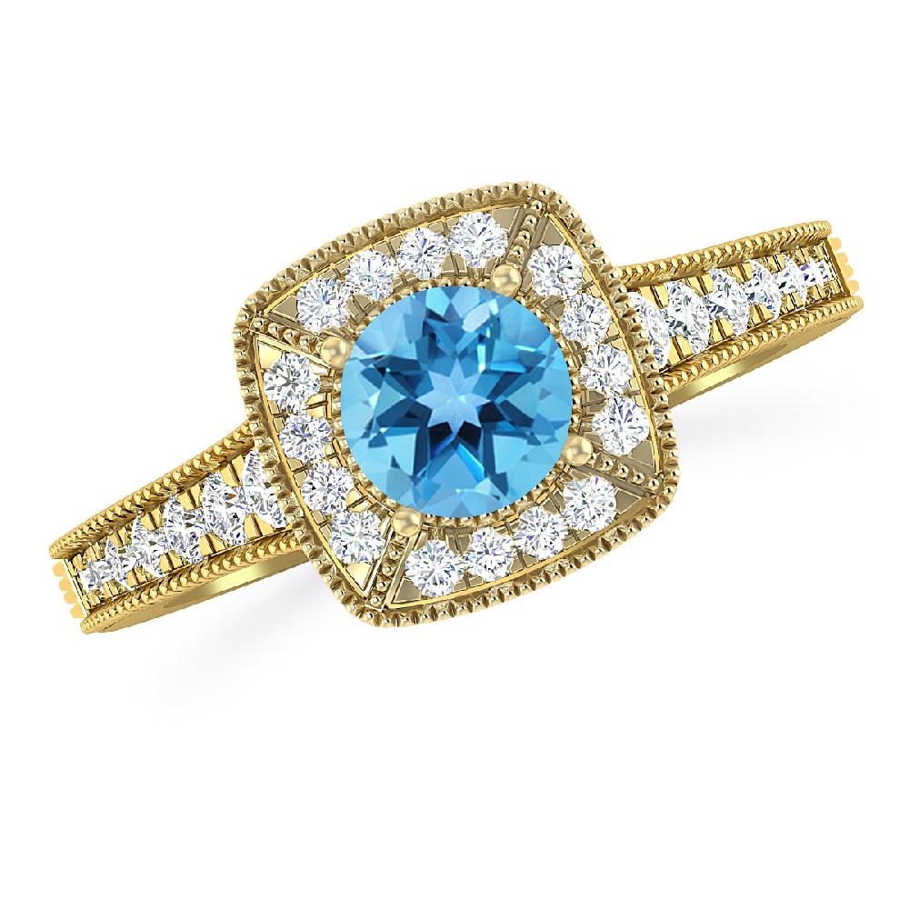 Yellow Gold - Blue Topaz