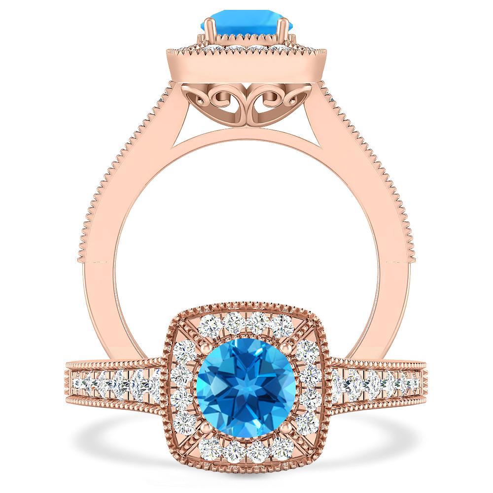 Rose Gold - Blue Topaz