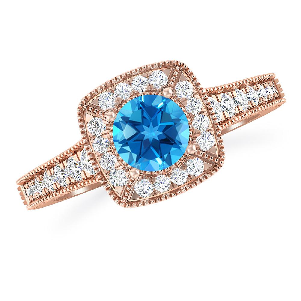 Rose Gold - Blue Topaz