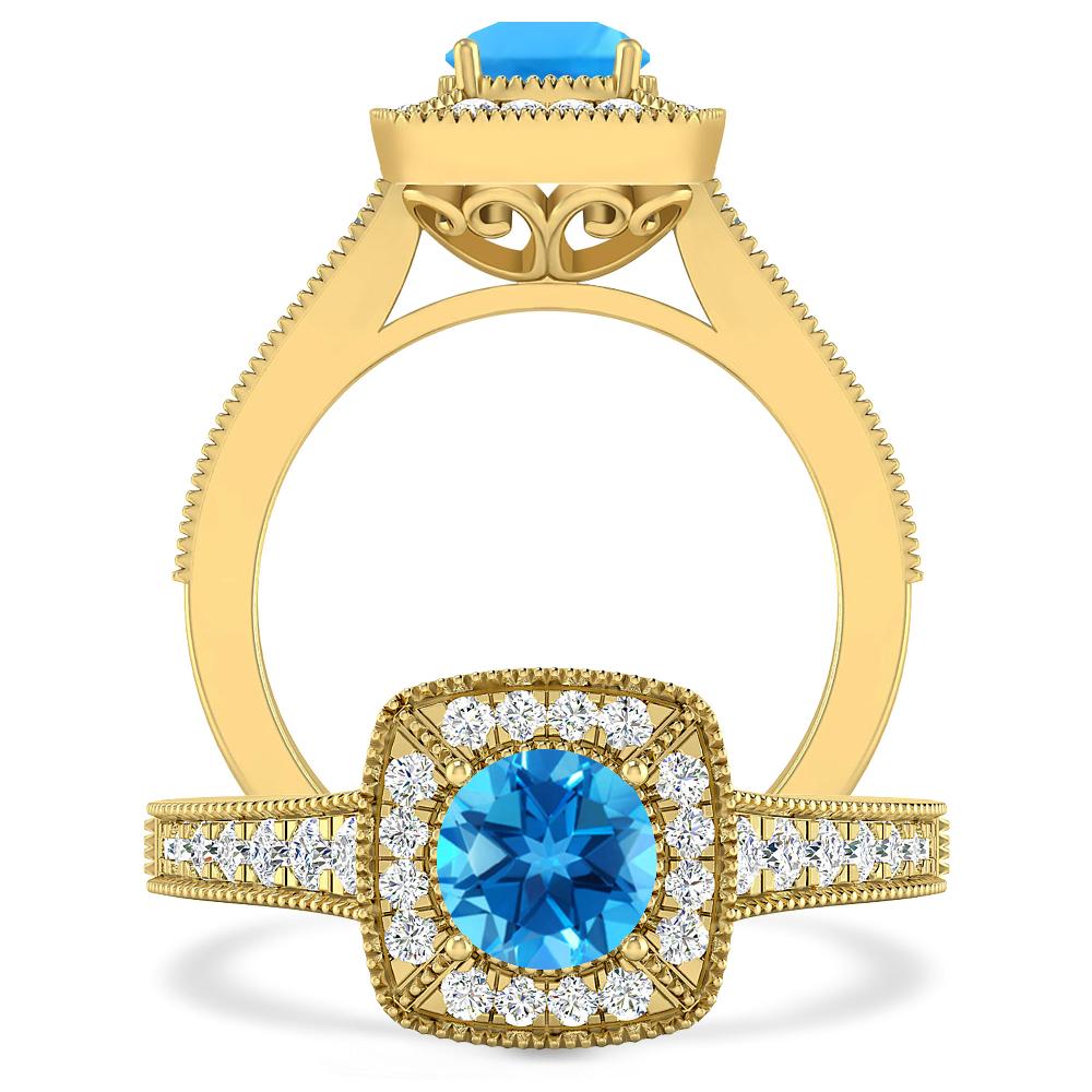 Yellow Gold - Blue Topaz