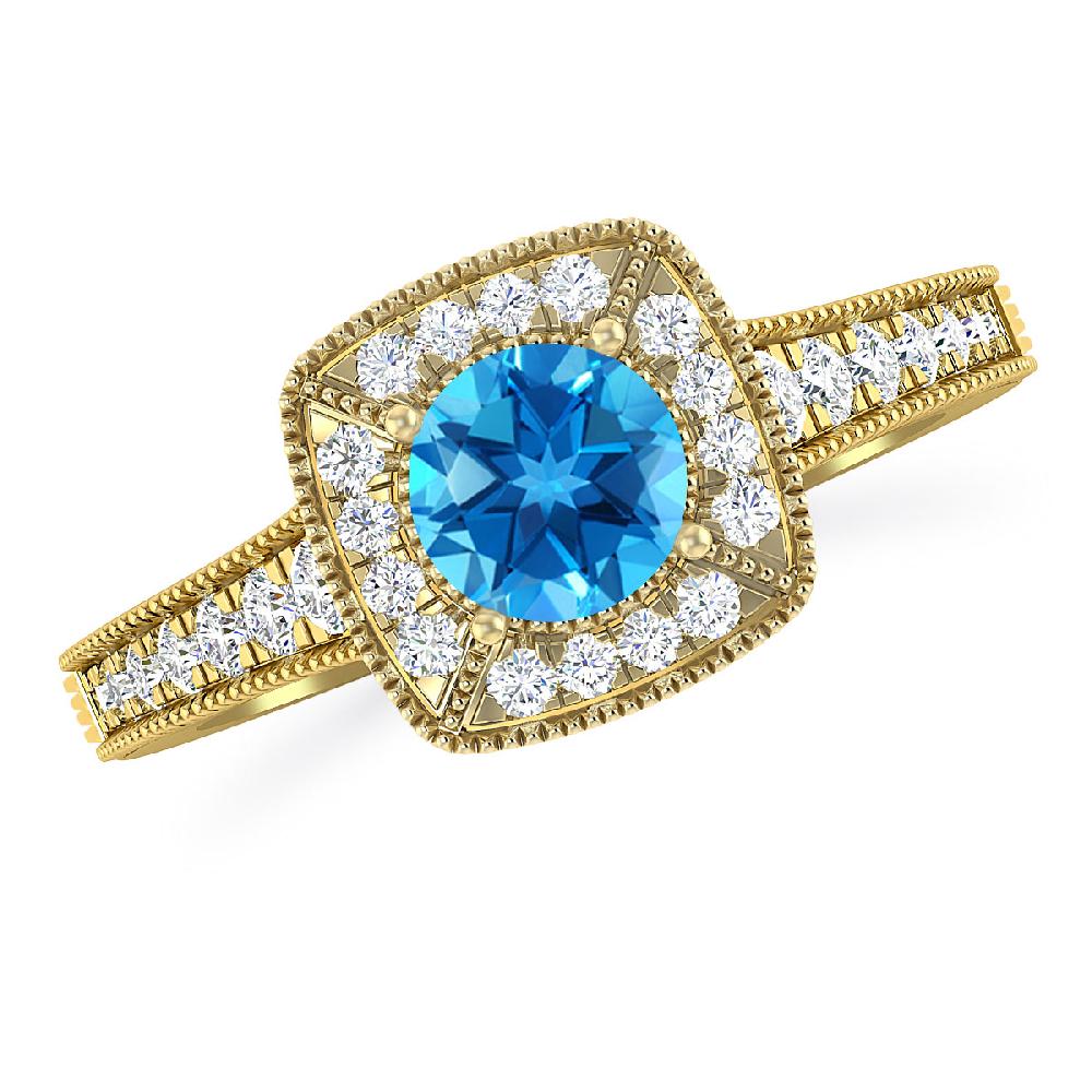 Yellow Gold - Blue Topaz