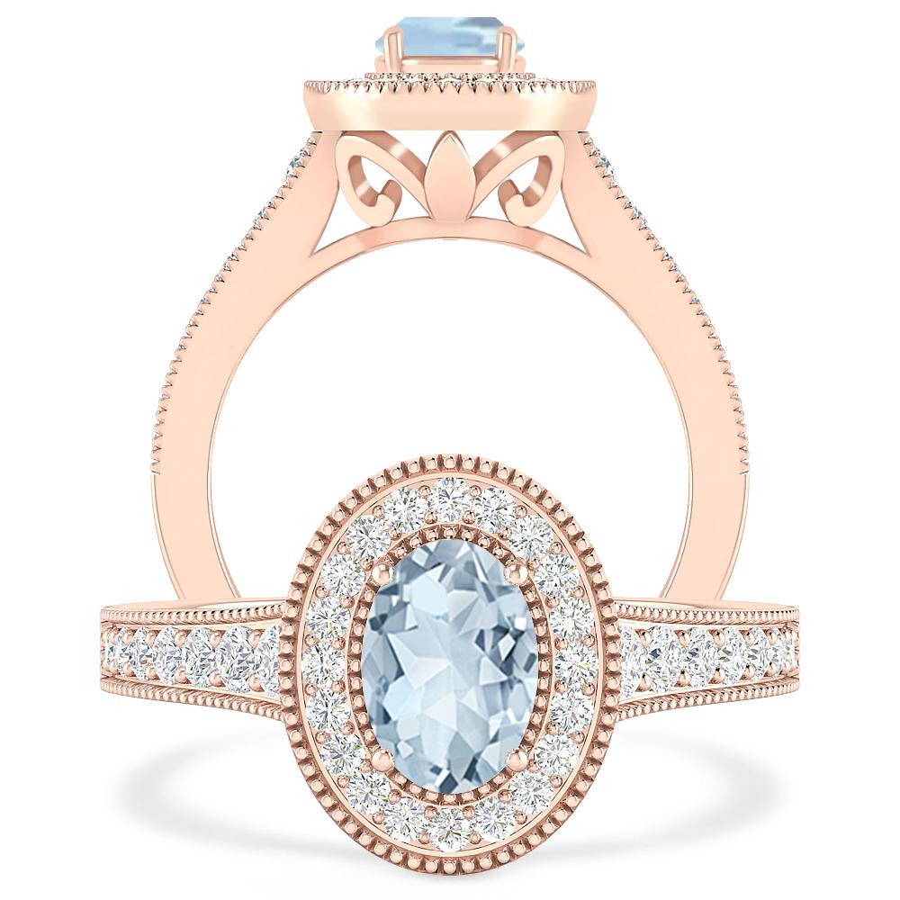 Rose Gold - Aquamarine