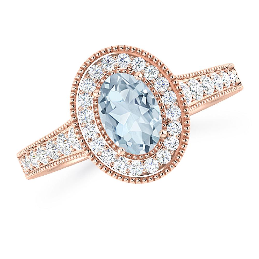 Rose Gold - Aquamarine