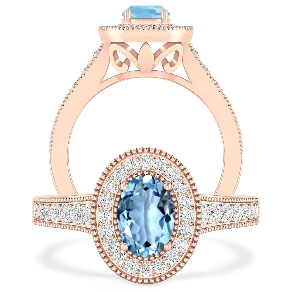 Rose Gold - Aquamarine