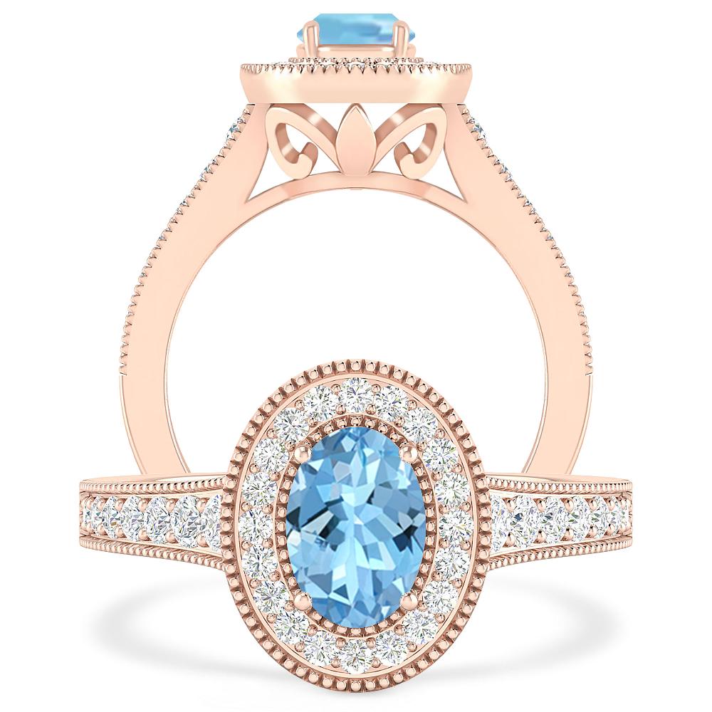 Rose Gold - Aquamarine