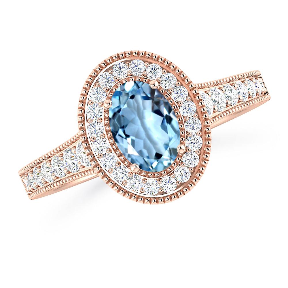 Rose Gold - Aquamarine