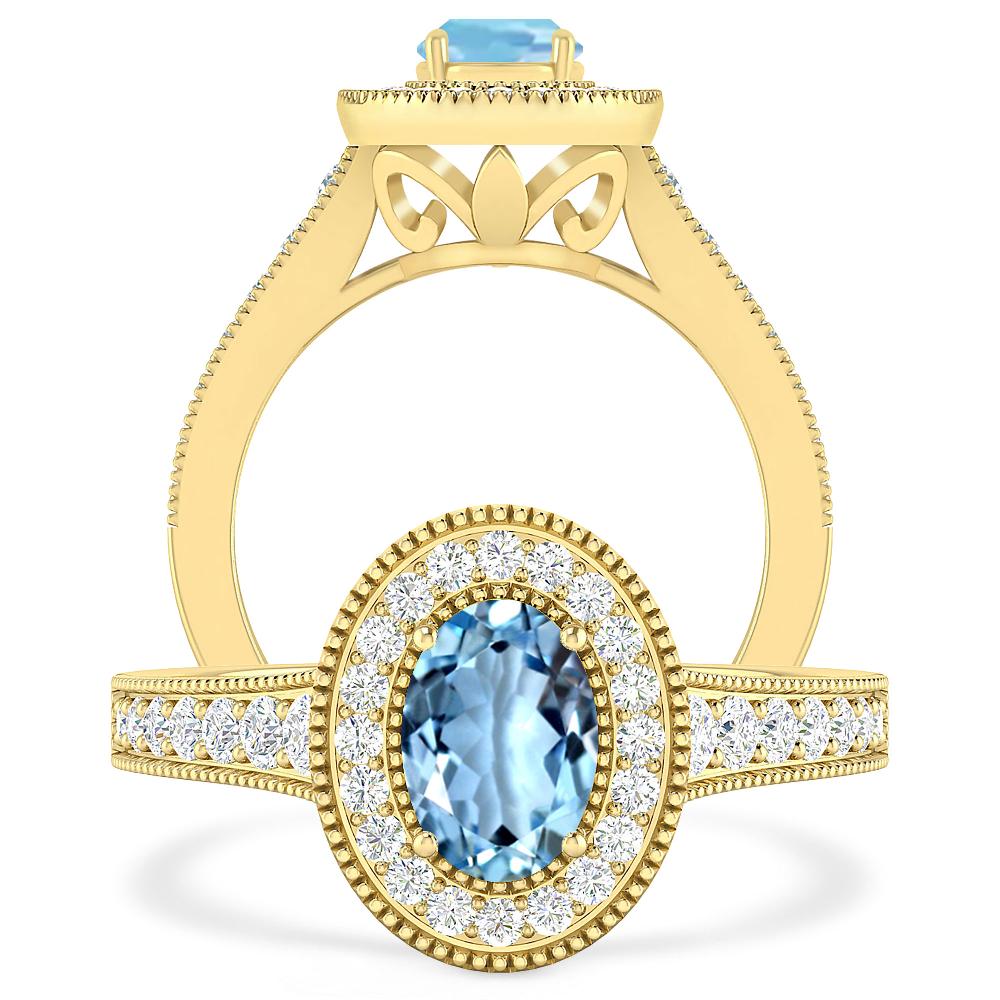 Yellow Gold - Aquamarine