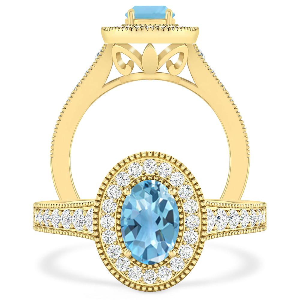 Yellow Gold - Blue Topaz