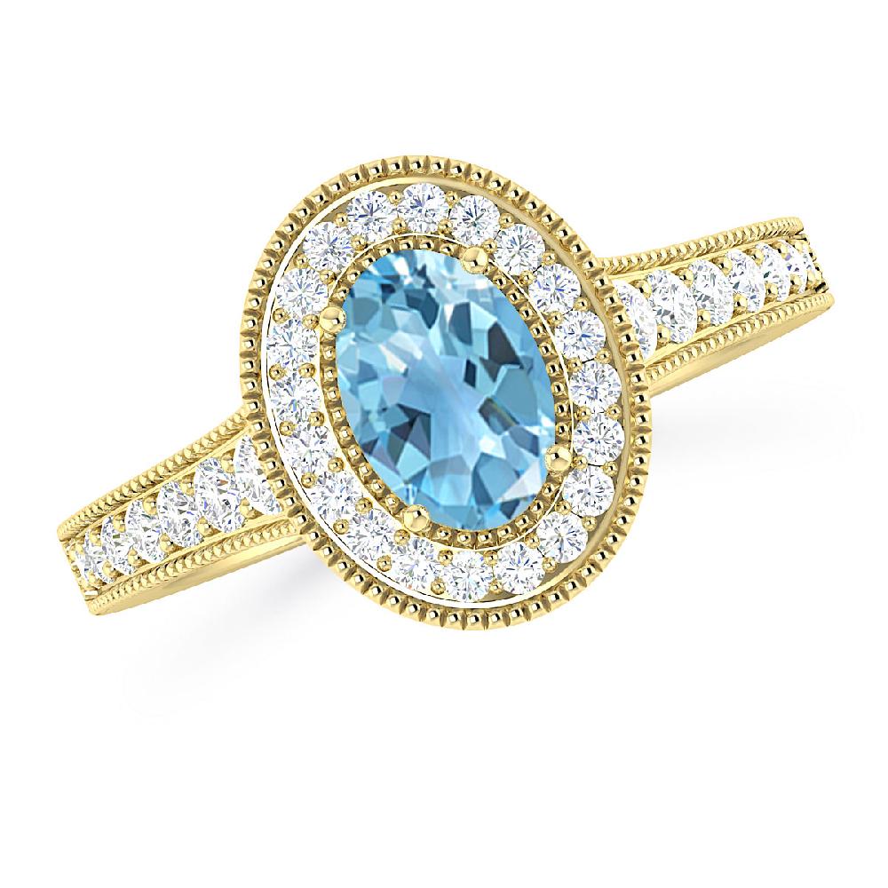 Yellow Gold - Blue Topaz