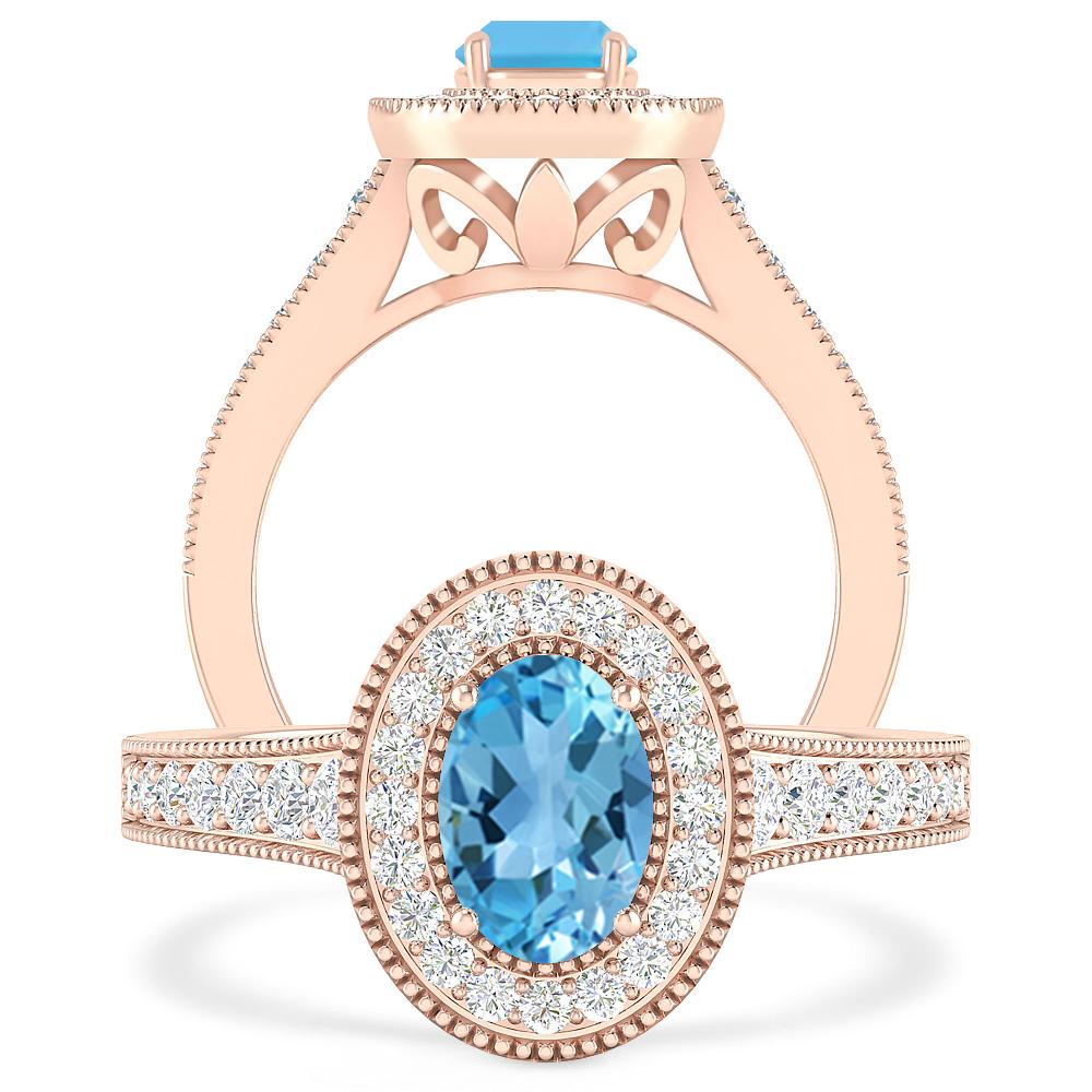 Rose Gold - Blue Topaz