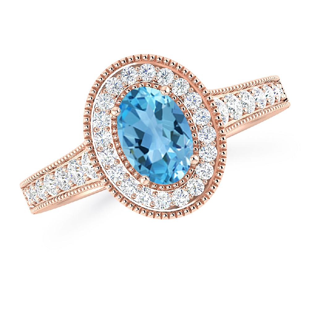 Rose Gold - Blue Topaz