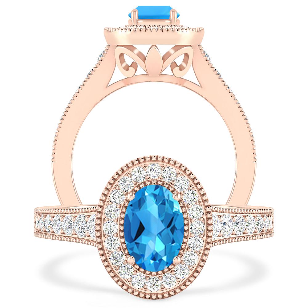 Rose Gold - Blue Topaz