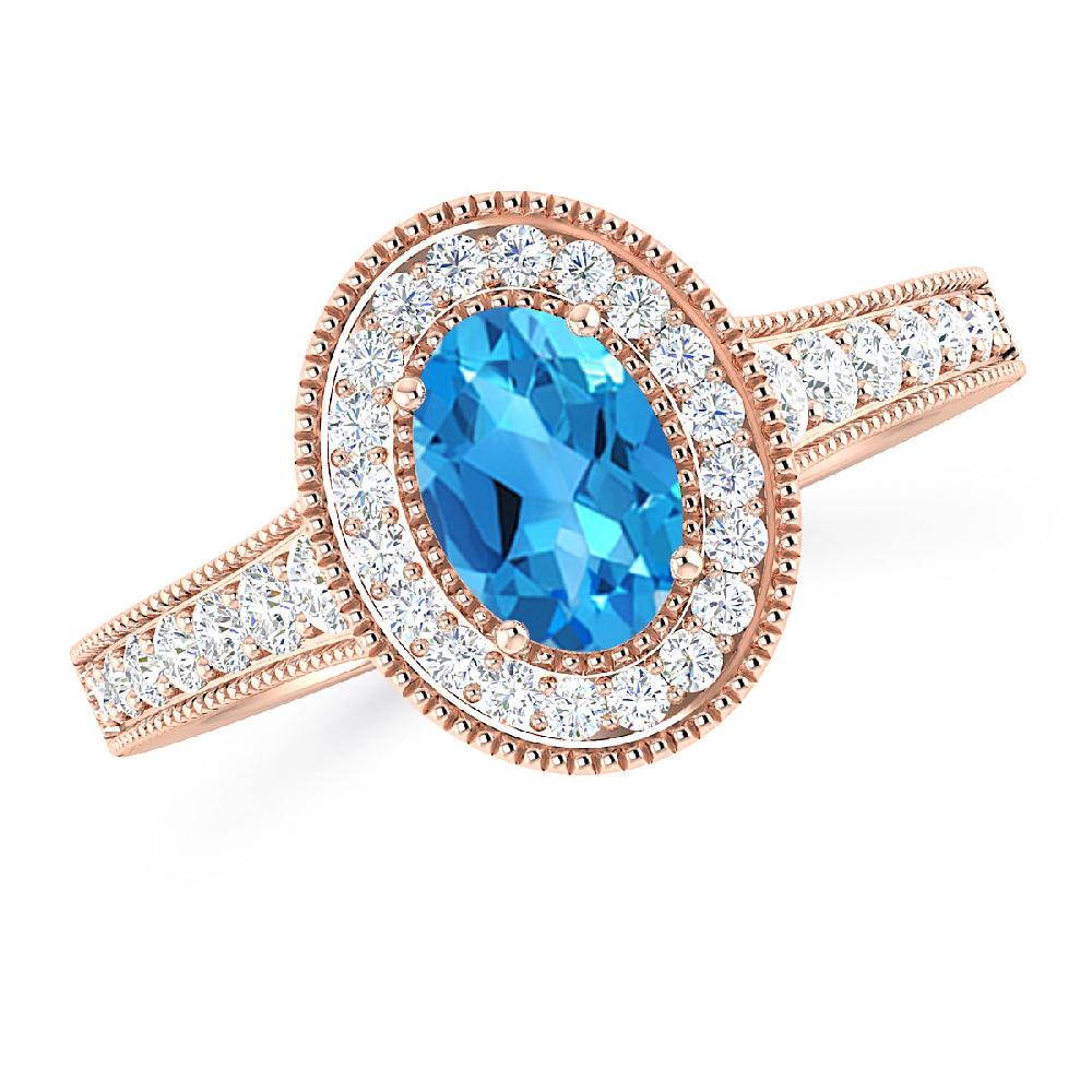 Rose Gold - Blue Topaz