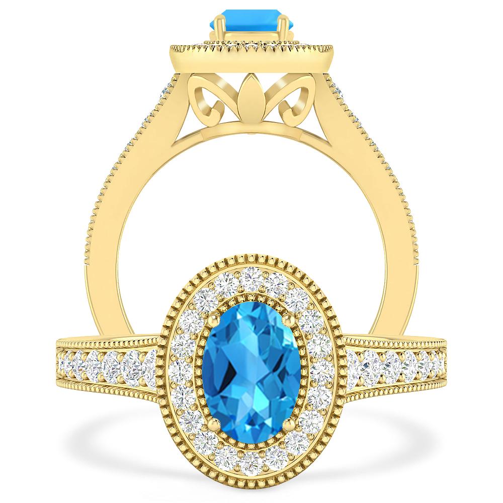 Yellow Gold - Blue Topaz