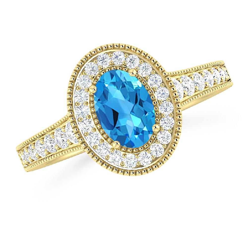 Yellow Gold - Blue Topaz