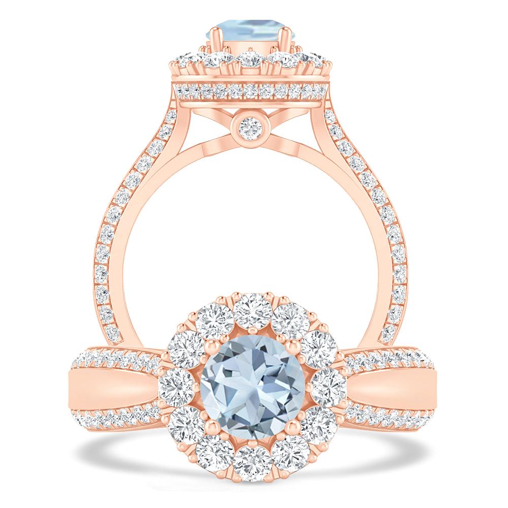 Rose Gold - Aquamarine