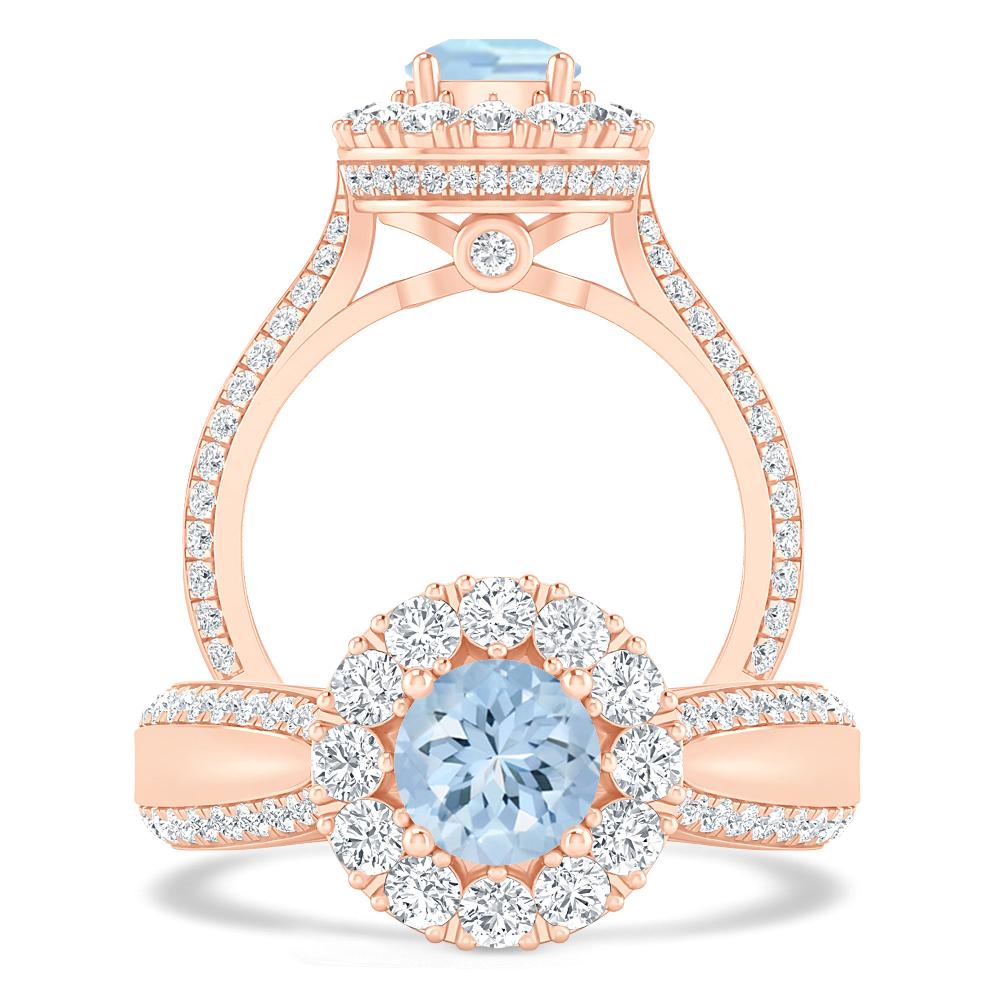 Rose Gold - Aquamarine